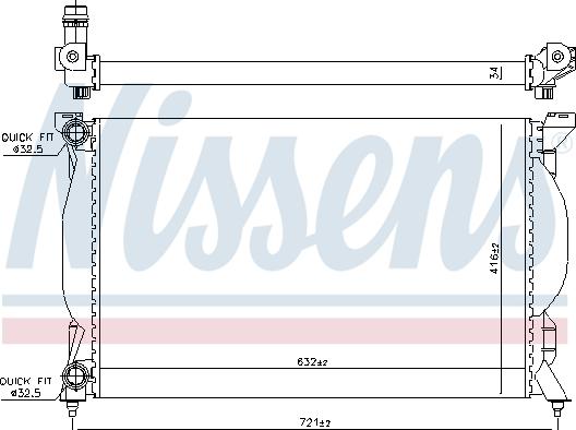 Nissens 60304A - Радіатор охолодження AUDI A4-S4 B6. B7 00- 1.6-2.0 вир-во Nissens autozip.com.ua