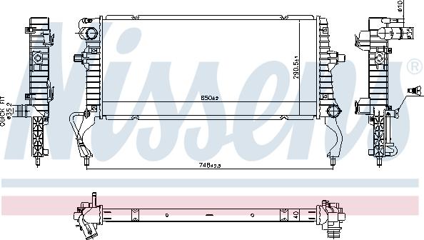 NISSENS 607023 - Радіатор, охолодження двигуна autozip.com.ua