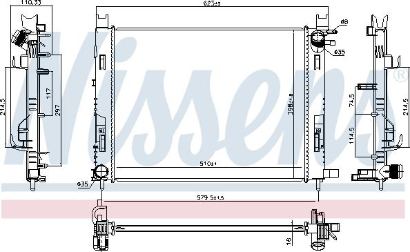 NISSENS 637627 - Радіатор, охолодження двигуна autozip.com.ua