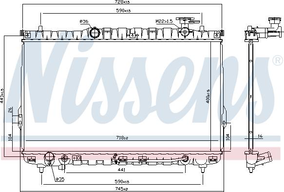 Nissens 67030 - Радиатор охлаждения HYUNDAI SANTA FE SM 00- пр-во Nissens autozip.com.ua