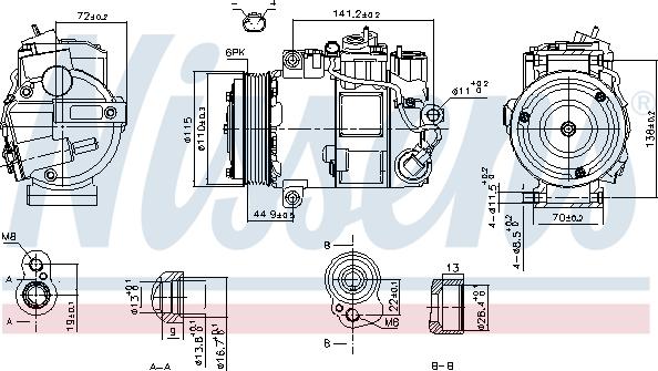 Nissens 890199 - Компресор, кондиціонер autozip.com.ua