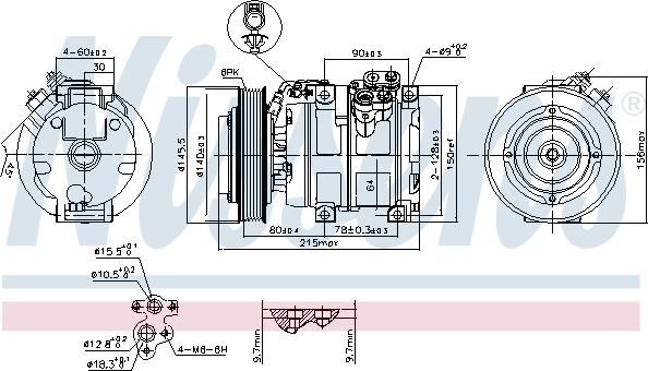 Nissens 890166 - Компресор, кондиціонер autozip.com.ua