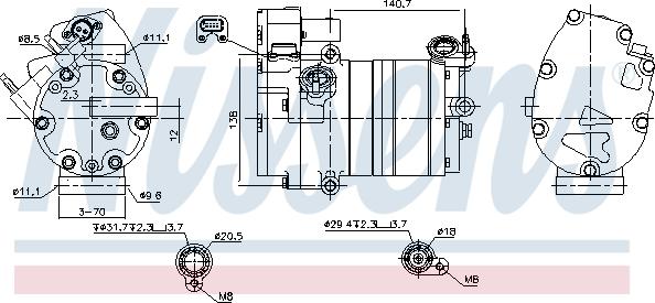 NISSENS 891070 - Компресор, кондиціонер autozip.com.ua
