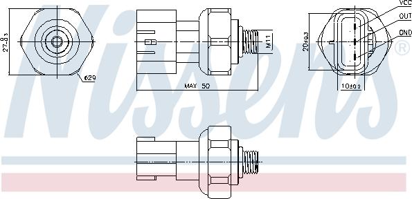 Nissens 301090 - Пневматичний вимикач, кондиціонер autozip.com.ua