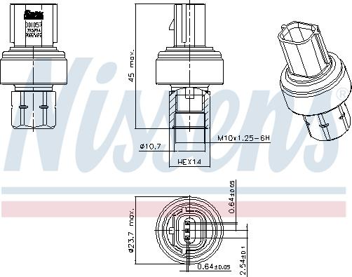 NISSENS 301057 - Пневматичний вимикач, кондиціонер autozip.com.ua
