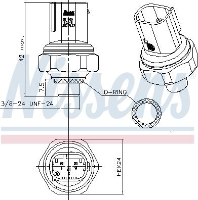 NISSENS 301009 - Пневматичний вимикач, кондиціонер autozip.com.ua
