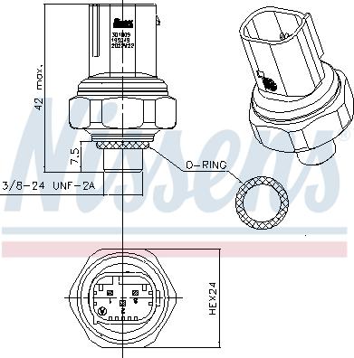 Nissens 301009 - Датчик тиску хладогенту autozip.com.ua