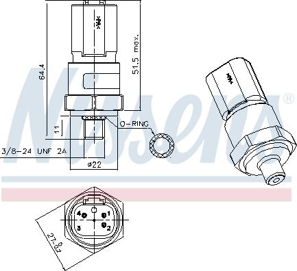 NISSENS 301029 - Пневматичний вимикач, кондиціонер autozip.com.ua