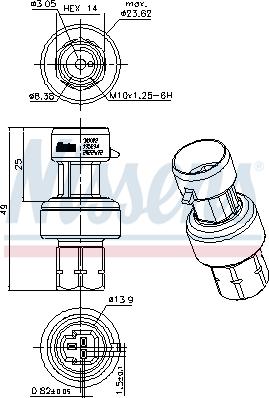 NISSENS 301022 - Пневматичний вимикач, кондиціонер autozip.com.ua