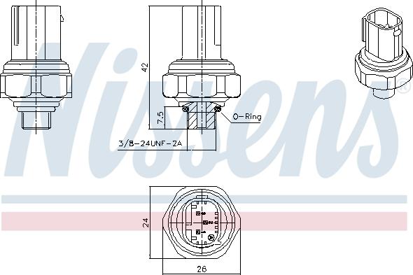 NISSENS 301070 - Пневматичний вимикач, кондиціонер autozip.com.ua