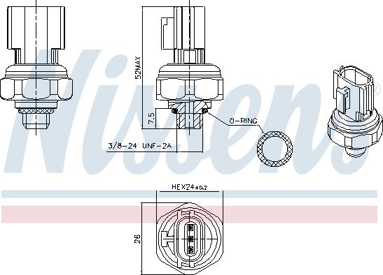 Nissens 301077 - Пневматичний вимикач, кондиціонер autozip.com.ua