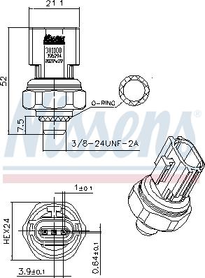 NISSENS 301100 - Пневматичний вимикач, кондиціонер autozip.com.ua