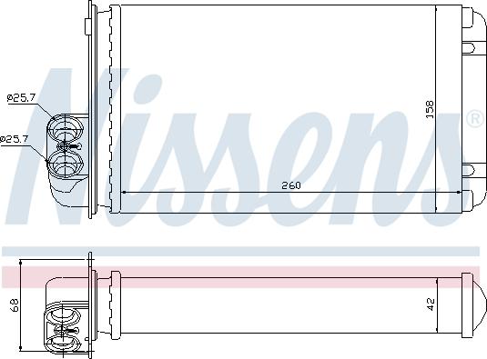 Nissens 73255 - Радиатор отопителя RENAULT SCENIC I 96- пр-во Nissens autozip.com.ua