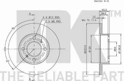 NK 313018 - Гальмівний диск autozip.com.ua