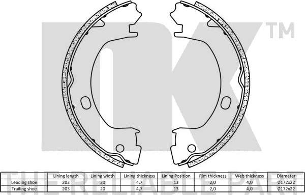 NK 2793827 - Комплект гальм, ручник, парковка autozip.com.ua