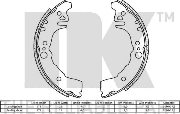 NK 2751684 - Комплект гальм, барабанний механізм autozip.com.ua