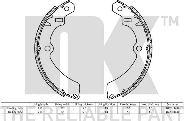 NK 2752511 - Комплект гальм, барабанний механізм autozip.com.ua