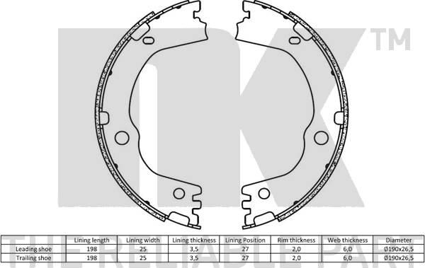 NK 2735834 - Комплект гальм, ручник, парковка autozip.com.ua