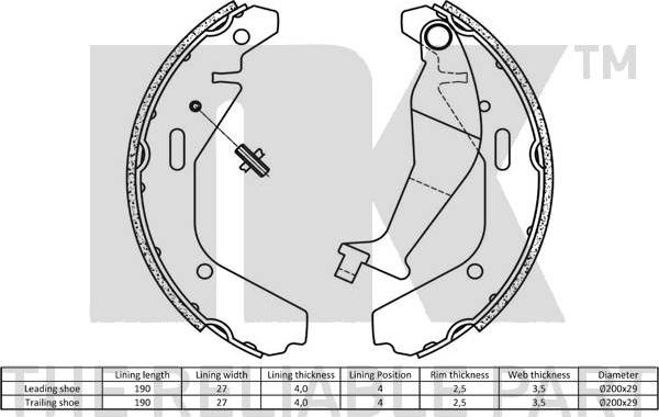 NK 2736752 - Комплект гальм, барабанний механізм autozip.com.ua