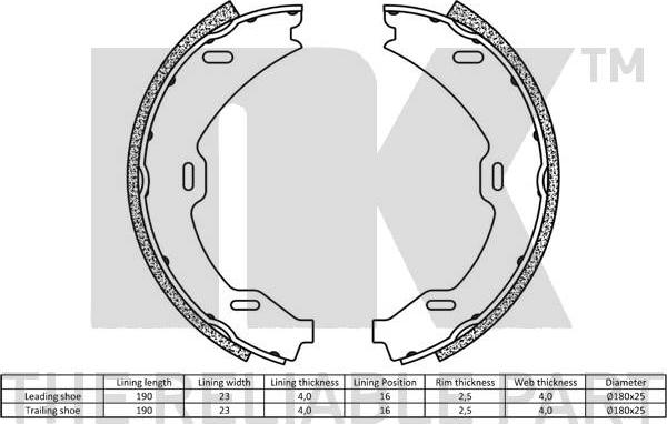 NK 2733714 - Комплект гальм, ручник, парковка autozip.com.ua