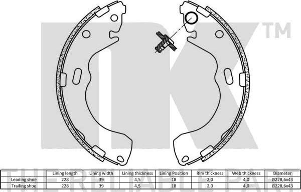 NK 2732640 - Комплект гальм, барабанний механізм autozip.com.ua