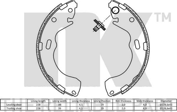 NK 2732616 - Комплект гальм, барабанний механізм autozip.com.ua