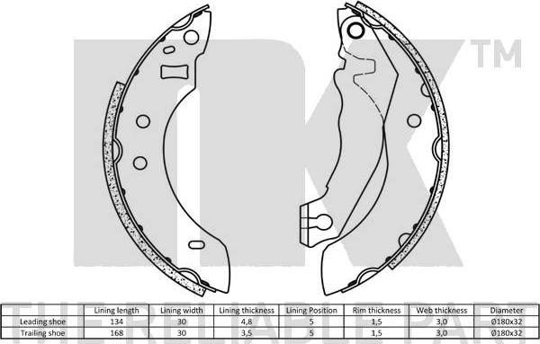 NK 2725355 - Комплект гальм, барабанний механізм autozip.com.ua