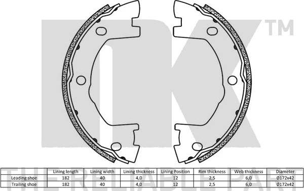 NK 2723841 - Комплект гальм, ручник, парковка autozip.com.ua