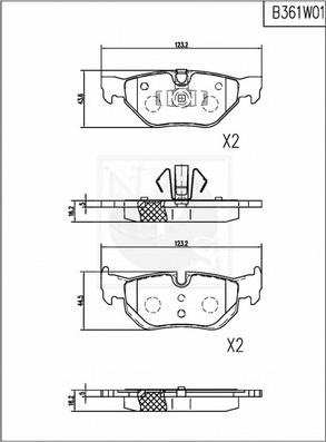 NPS B361W01 - Гальмівні колодки, дискові гальма autozip.com.ua