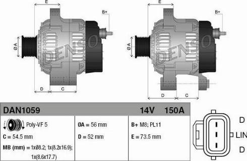 Denso DAN1059 - Генератор autozip.com.ua