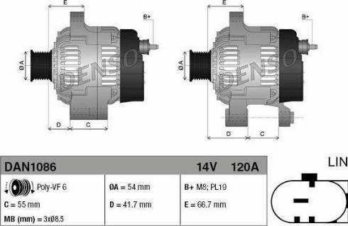 Denso DAN1086 - Генератор autozip.com.ua