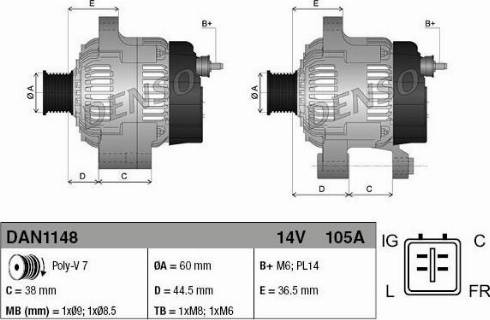 Denso DAN1148 - Генератор autozip.com.ua