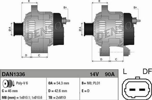 Denso DAN1336 - Генератор autozip.com.ua