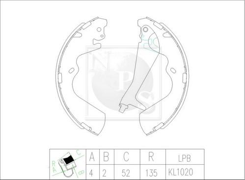 NPS H350I04 - Комплект гальм, барабанний механізм autozip.com.ua