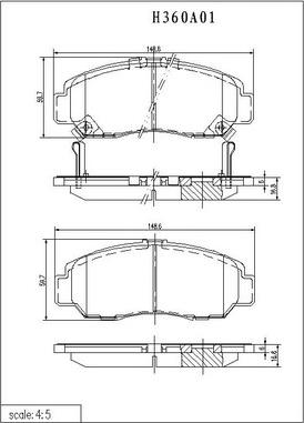 NPS H360A01 - Гальмівні колодки, дискові гальма autozip.com.ua