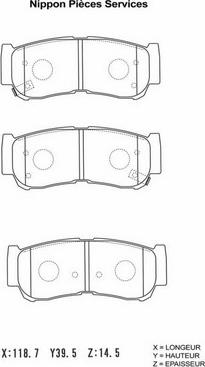 NPS H361I08 - Гальмівні колодки, дискові гальма autozip.com.ua