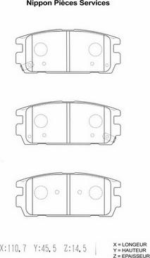 NPS H361I12 - Гальмівні колодки, дискові гальма autozip.com.ua