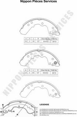 NPS I350U04 - Комплект гальм, барабанний механізм autozip.com.ua