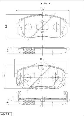 NPS K360A19 - Гальмівні колодки, дискові гальма autozip.com.ua