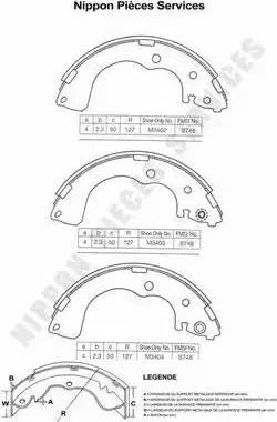 NPS M350A09 - Комплект гальм, барабанний механізм autozip.com.ua