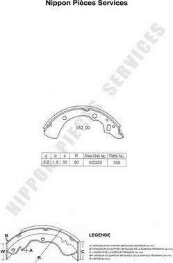 NPS M350A16 - Комплект гальм, барабанний механізм autozip.com.ua