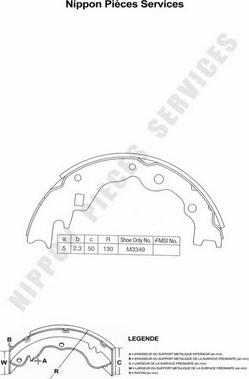 NPS M350A25 - Комплект гальм, барабанний механізм autozip.com.ua