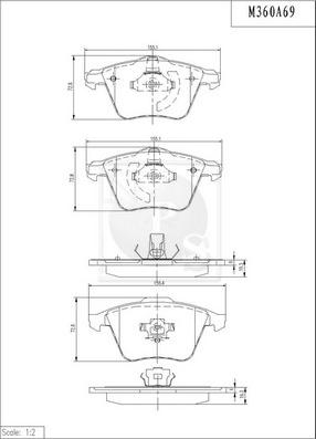 NPS M360A69 - Гальмівні колодки, дискові гальма autozip.com.ua