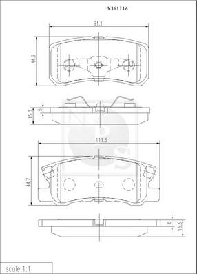 NPS M361I16 - Гальмівні колодки, дискові гальма autozip.com.ua