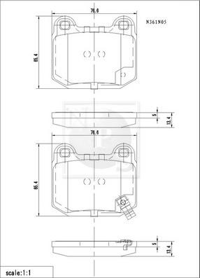 NPS N361N05 - Гальмівні колодки, дискові гальма autozip.com.ua