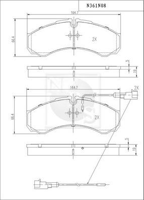 NPS N361N08 - Гальмівні колодки, дискові гальма autozip.com.ua