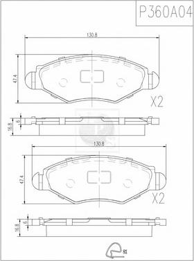 NPS P360A04 - Гальмівні колодки, дискові гальма autozip.com.ua