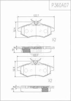 NPS P360A07 - Гальмівні колодки, дискові гальма autozip.com.ua