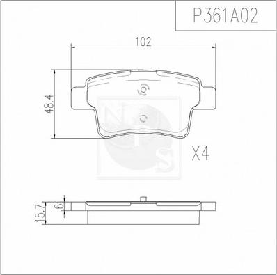 NPS P361A02 - Гальмівні колодки, дискові гальма autozip.com.ua