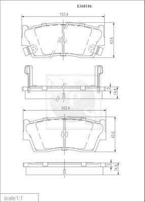 NPS S360I06 - Гальмівні колодки, дискові гальма autozip.com.ua